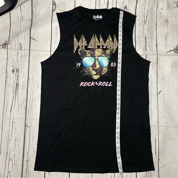 Def Leppard 1983 "Rock & Roll" Women's Black Sleeveless Graphic Tank shirt dress - Picture 4 of 6